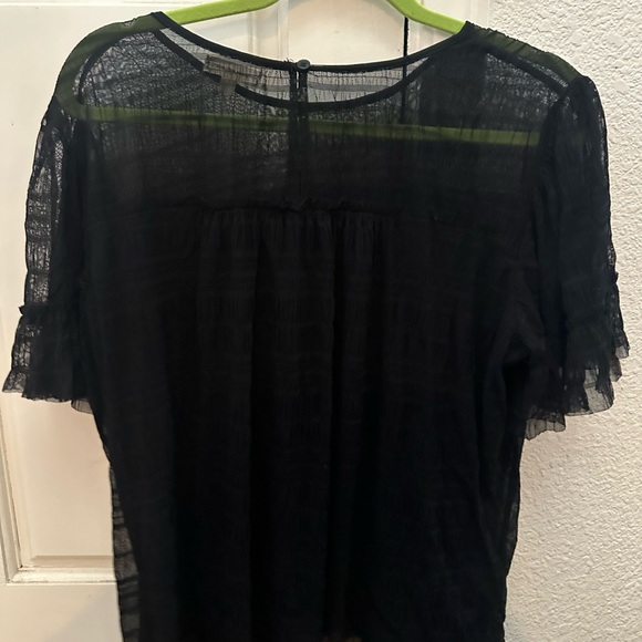 Max studio Black Sheer Ruffle Sleeve Women’s Top - Picture 3 of 5